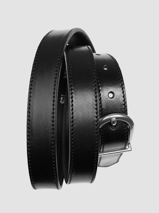 Women's Thin Leather Belt Silver Black