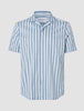 Bowling Short Sleeve Shirt Bold Stripes Light Blue