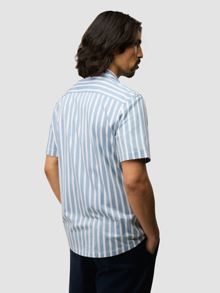 Bowling Short Sleeve Shirt Bold Stripes Light Blue