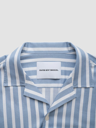 Bowling Short Sleeve Shirt Bold Stripes Light Blue