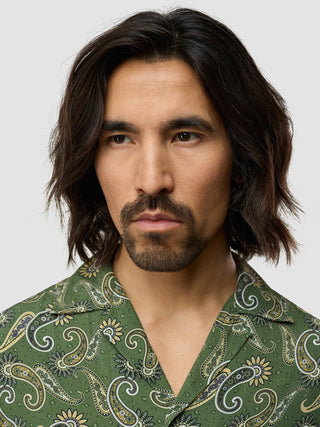 Breeze Bowling Short Sleeve Shirt Green Paisley