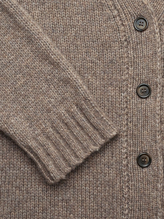 Women's Chunky Soft Wool Knit Cardigan Taupe Melange
