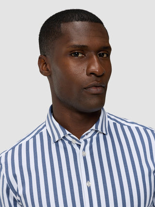 Classic Shirt Dusky Blue Stripe Slim