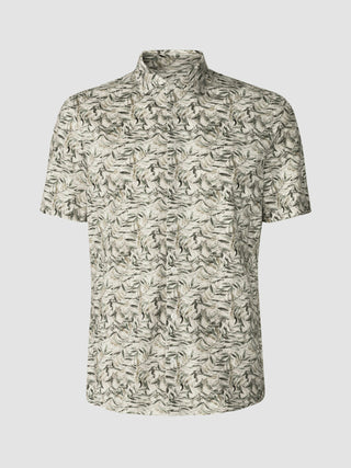 Classic Short-Sleeved Patterned Shirt Dried Leaves