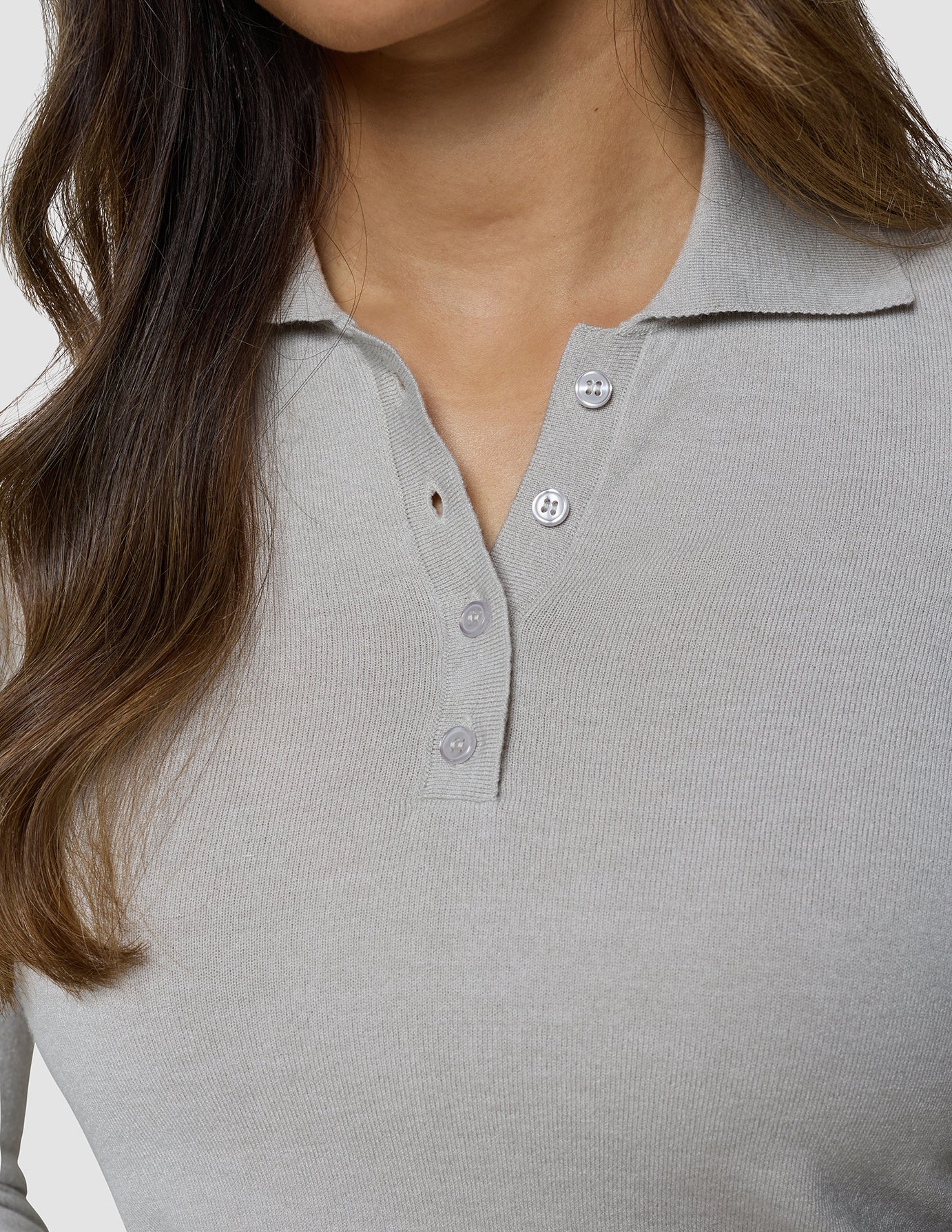 Women's Elevated Knit Polo Cold Beige Melange