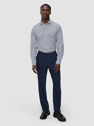 Elevated Shirt Navy Stripe Thin Slim