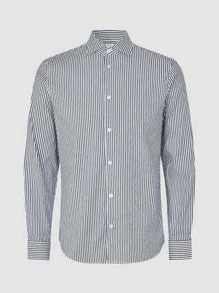 Elevated Shirt Navy Stripe Thin Regular