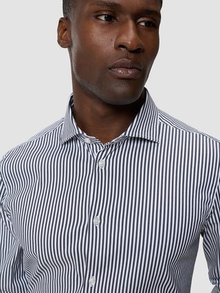 Elevated Shirt Navy Stripe Thin Slim