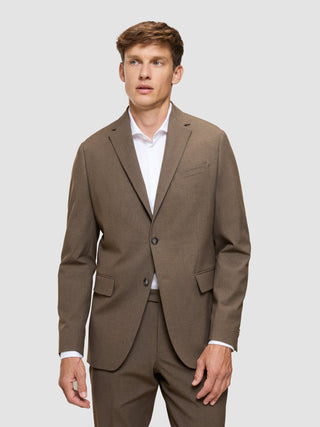 Essential Blazer Slim Saddle Brown Melange