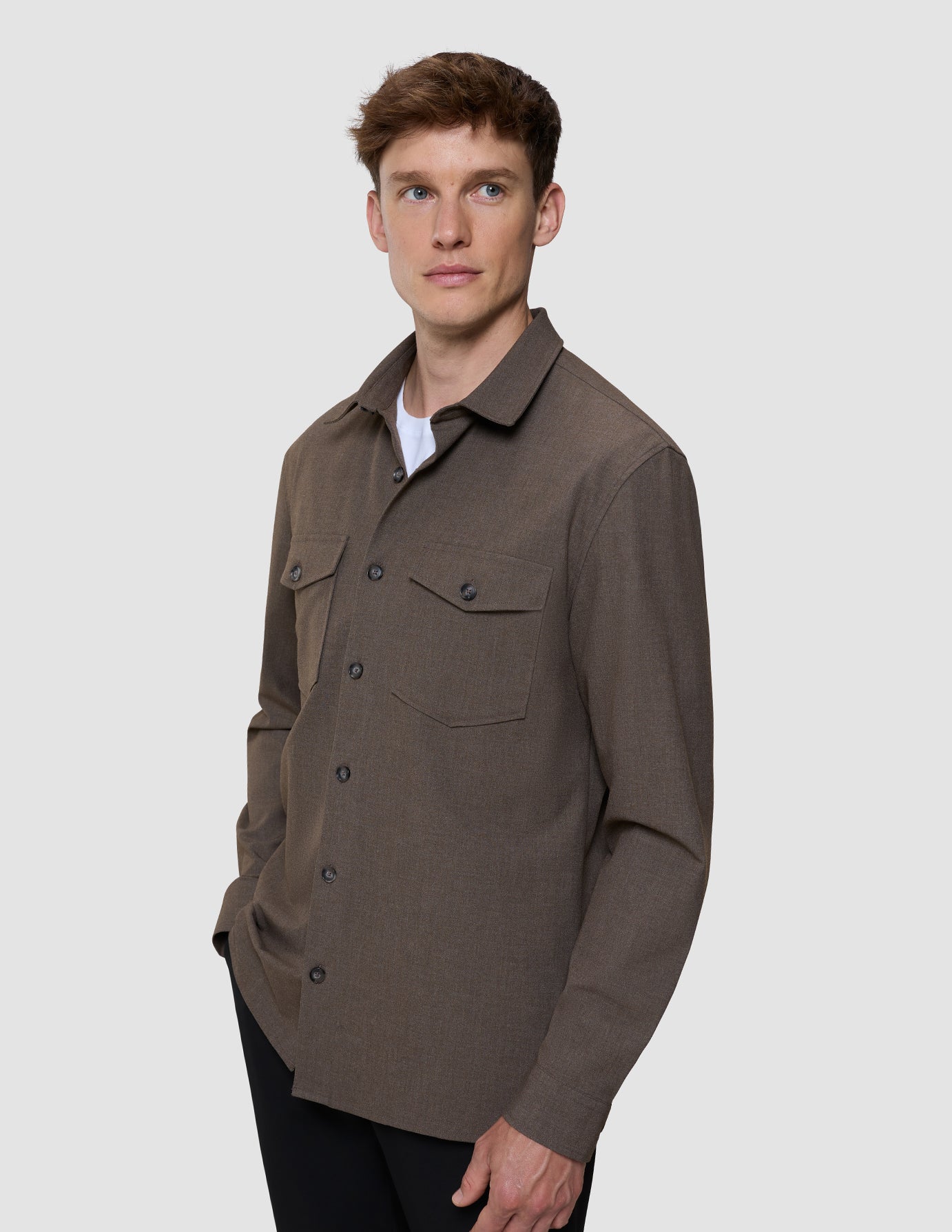 Essential Overshirt Saddle Brown Melange