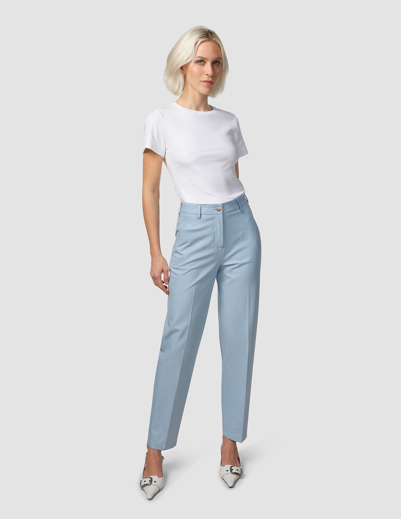 Essential Pants Tapered Sky Blue Melange