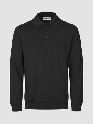 Everyday Knit Long Sleeve Polo Black
