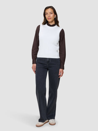 Women's Fine Knit Rib Vest Off White