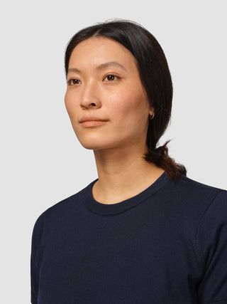 Fine Knit T-shirt Navy
