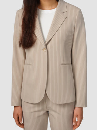 Essential Fitted Blazer Island Sand Pinstriped