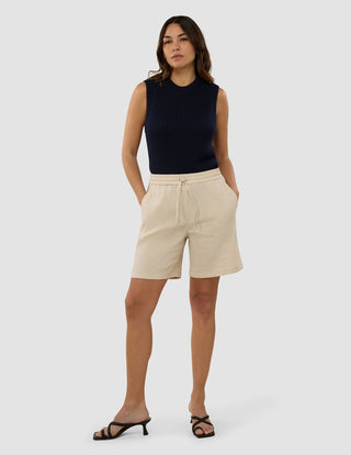 Women's Linen Shorts Relaxed Sandy Beige