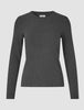 Women Rib T-shirt Long Sleeve Dark Grey Melange