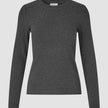 Women Rib T-shirt Long Sleeve Dark Grey Melange