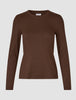 Women Rib T-shirt Long Sleeve Espresso