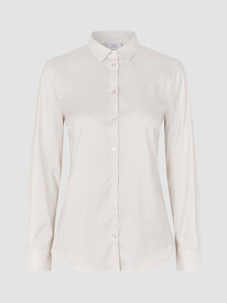 Damen-Oxfordhemd White Orchid Slim in hellem, langärmeligem, minimalistischem skandinavischem Design mit klassischem Kragen.