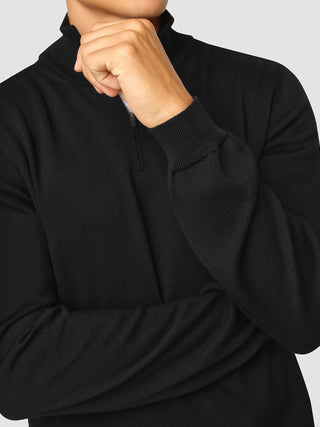 Premium Merino Half Zip Black