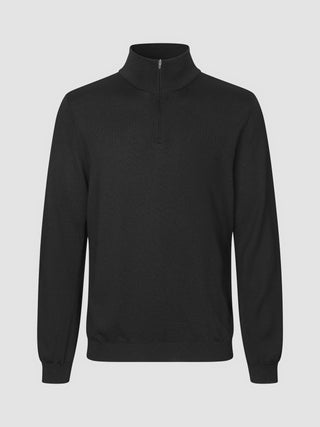 Premium Merino Half Zip Black