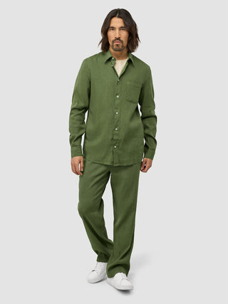 Refined Linen Long Sleeve Shirt Clover Green