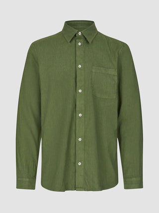 Refined Linen Long Sleeve Shirt Clover Green