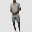 Refined Linen Bowling Short Sleeve Shirt Stone Grey