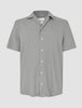 Refined Linen Bowling Short Sleeve Shirt Stone Grey