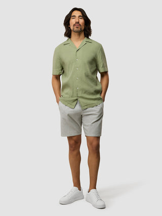 Refined Linen Bowling Short Sleeve Shirt Tea