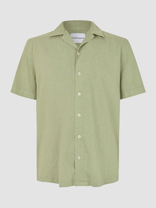 Refined Linen Bowling Short Sleeve Shirt Tea