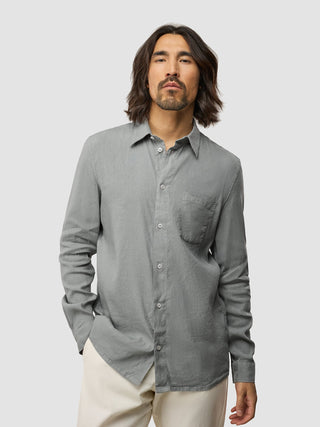 Refined Linen Long Sleeve Shirt Stone Grey