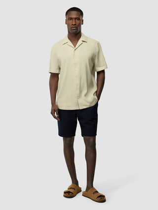 Refined Linen Bowling Short Sleeve Shirt Soft Sand