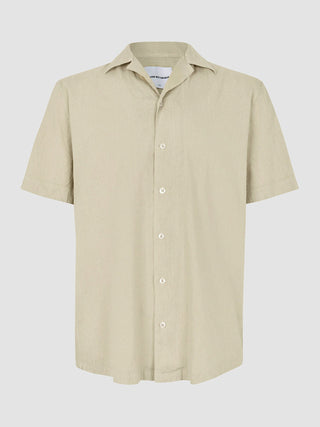 Refined Linen Bowling Short Sleeve Shirt Soft Sand