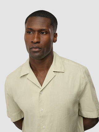 Refined Linen Bowling Short Sleeve Shirt Soft Sand