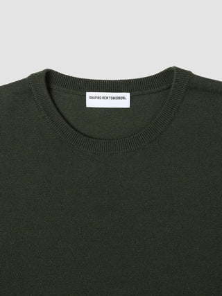 Seamless Premium Merino Knit Crewneck Green Night