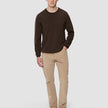 Seamless Premium Merino Knit Crewneck Saddle Brown
