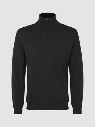 Seamless Premium Merino Knit Half Zip Black