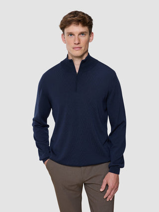 Seamless Premium Merino Knit Half Zip Dark Navy