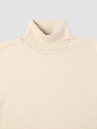 Nahtloser Premium-Merino-Strickpullover mit Rollkragen, Modell „Birchwood“, in Creme.