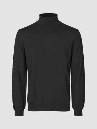 Seamless Premium Merino Knit Turtleneck Black