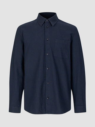 Seersucker Casual Shirt Dark Navy