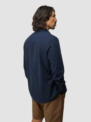 Seersucker Casual Shirt Dark Navy