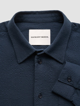 Seersucker Casual Shirt Dark Navy
