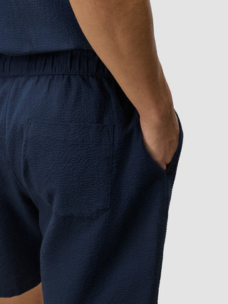 Seersucker Shorts Dark Navy