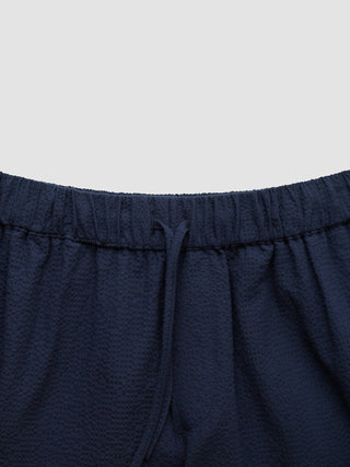 Seersucker Shorts Dark Navy
