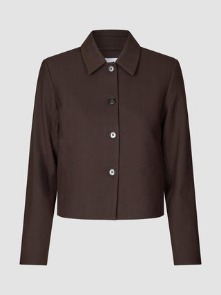 Serene Set Chocolate Herringbone Short Jacket Pants