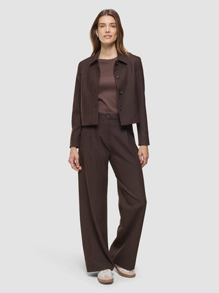 Serene Set Chocolate Herringbone Short Jacket Pants
