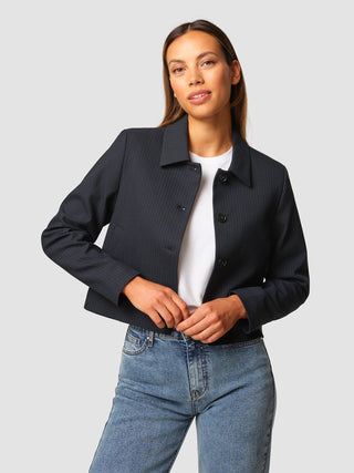 Serene Short Jacket Black Night Pinstripe